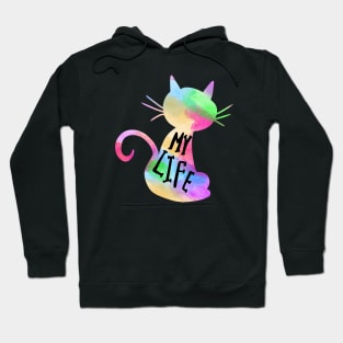 My Life, Colorful Cat Cute Cats Hoodie